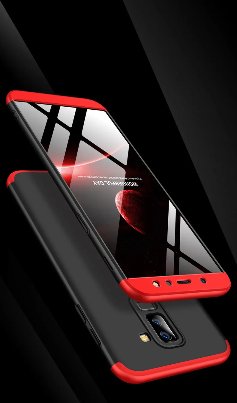 For Samsung A6 Plus 2018 Ultra Slim 360 Degree Non-slip Shockproof Full Protective Case Red black red
