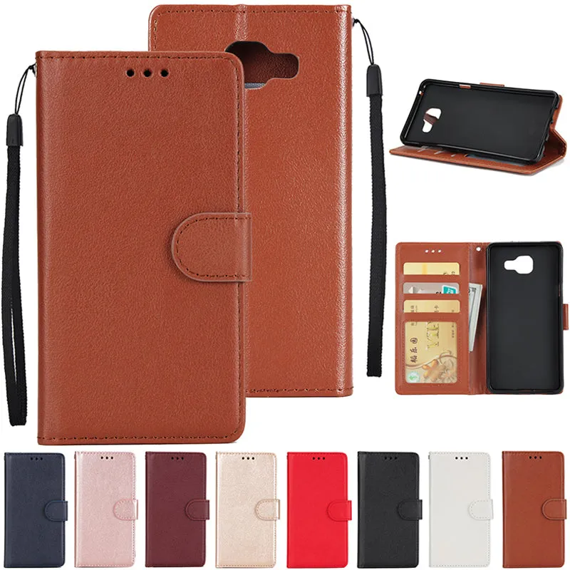 For Samsung A7 2017/A720 PU Leather Cell Phone Case Protective Cover Shell with Buckle red