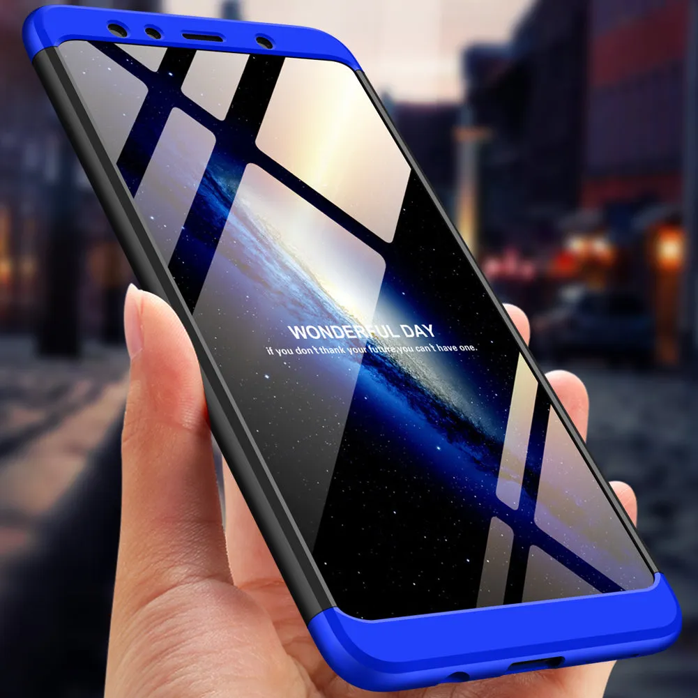 For Samsung A7 2018 3 in 1 360 Degree Non-slip Shockproof Full Protective Case Red black red_Samsung A7 2018