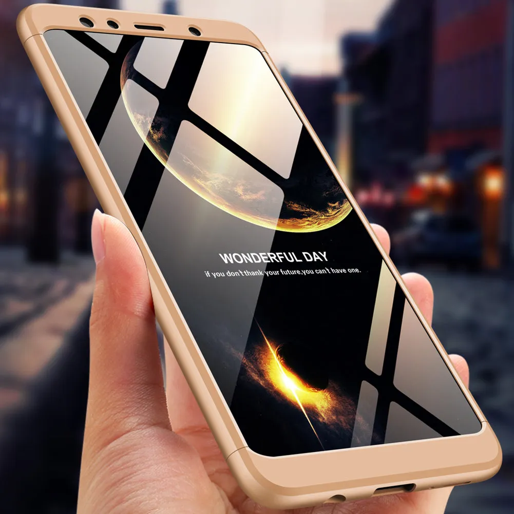 For Samsung A7 2018 3 in 1 360 Degree Non-slip Shockproof Full Protective Case Red black red_Samsung A7 2018