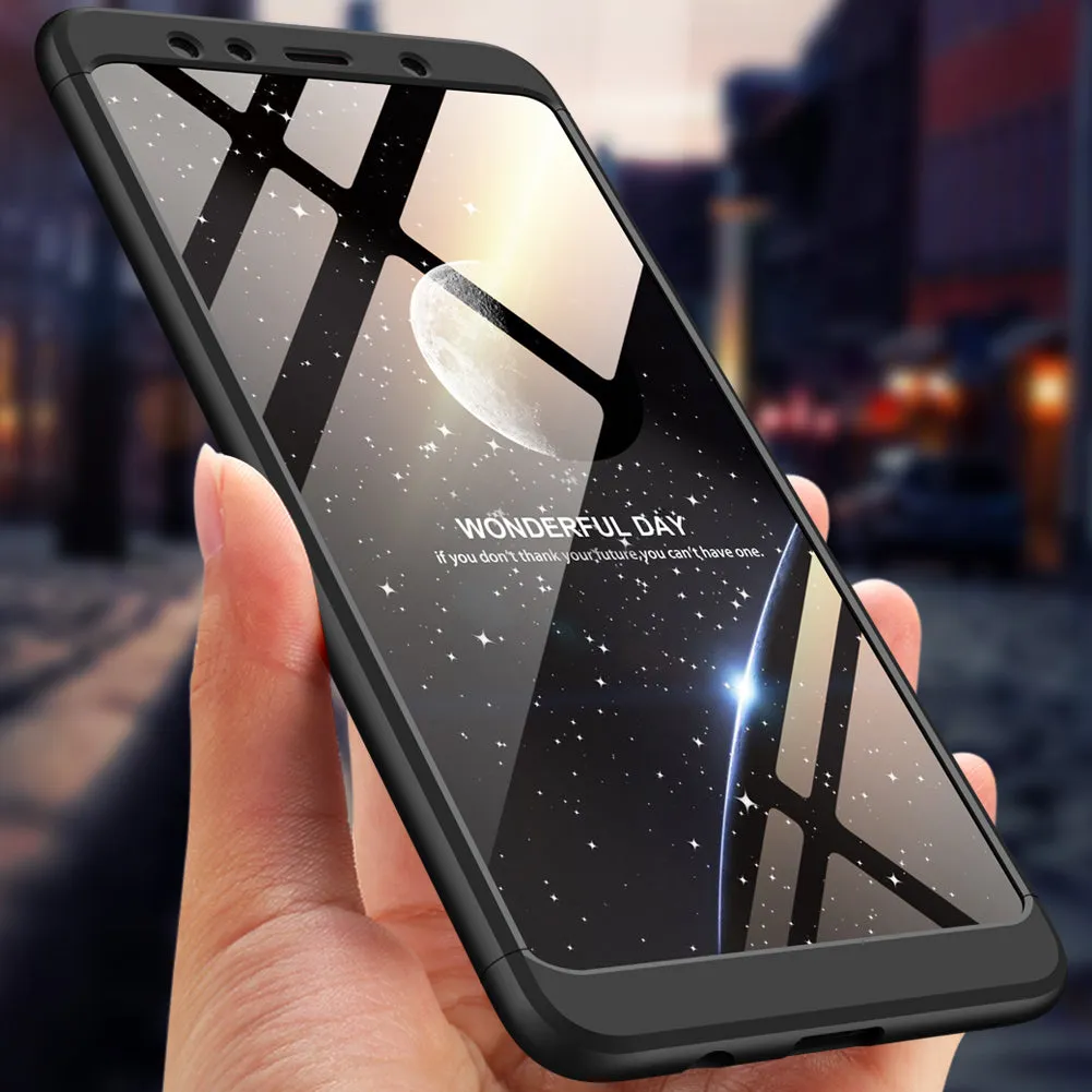For Samsung A7 2018 3 in 1 360 Degree Non-slip Shockproof Full Protective Case Red black red_Samsung A7 2018