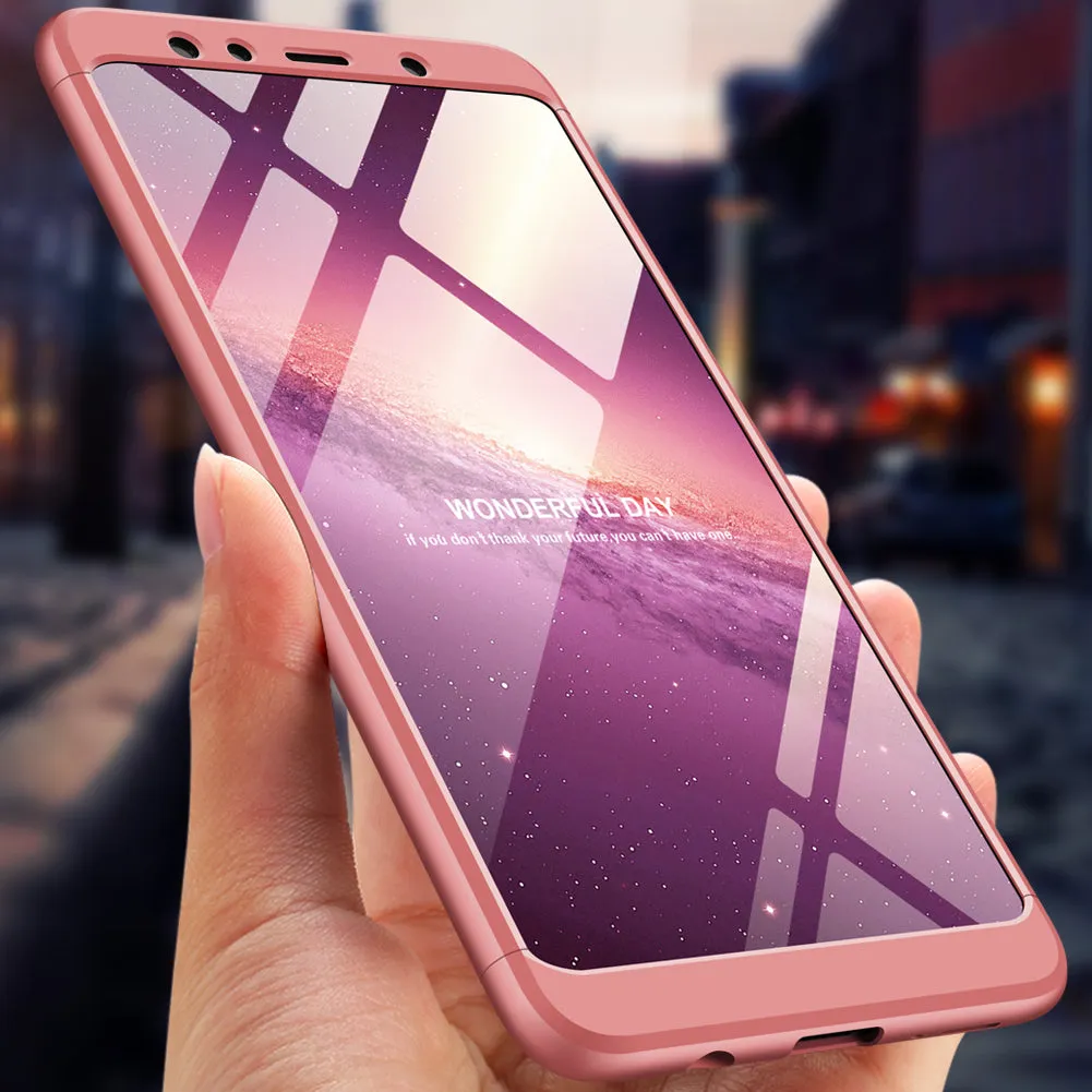 For Samsung A7 2018 3 in 1 360 Degree Non-slip Shockproof Full Protective Case Red black red_Samsung A7 2018