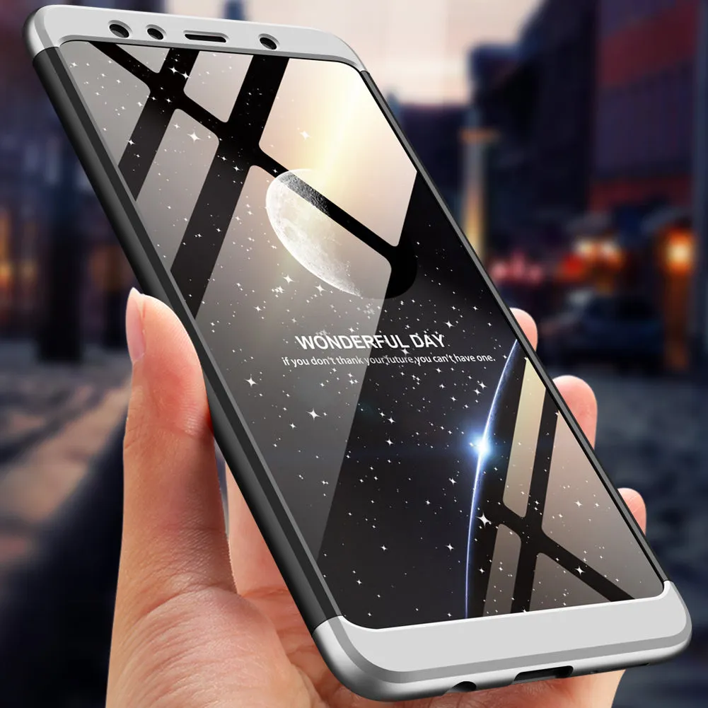 For Samsung A7 2018 3 in 1 360 Degree Non-slip Shockproof Full Protective Case Red black red_Samsung A7 2018