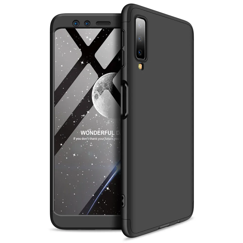 For Samsung A7 2018 3 in 1 360 Degree Non-slip Shockproof Full Protective Case Rose gold_Samsung A7 2018