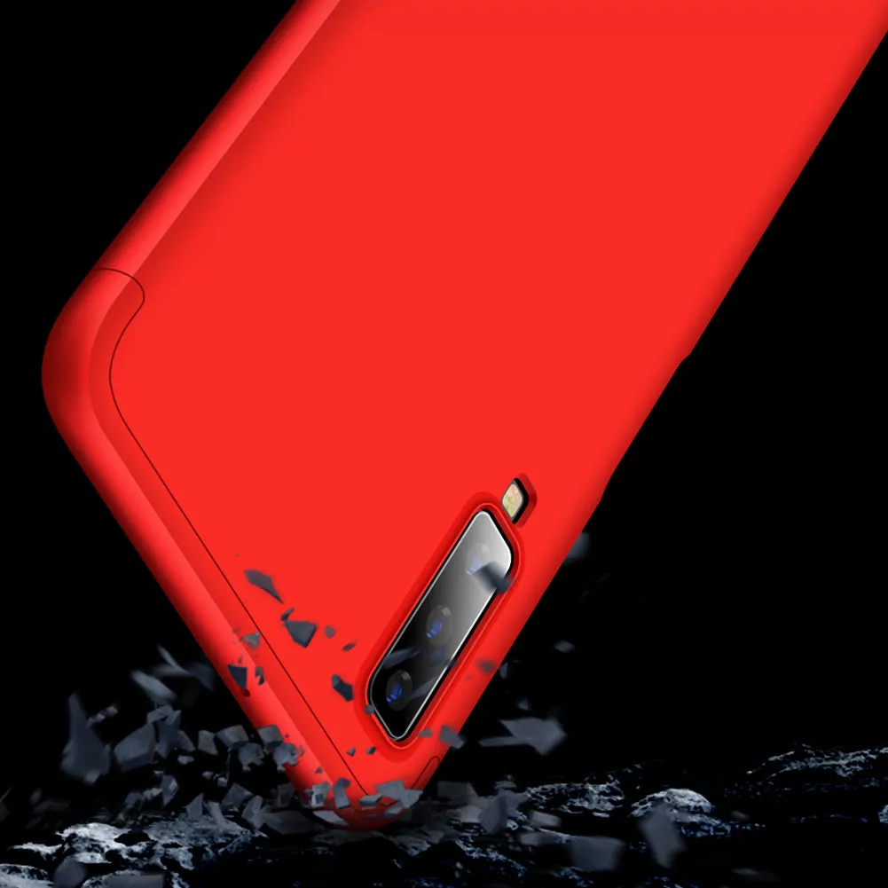 For Samsung A7 2018 3 in 1 360 Degree Non-slip Shockproof Full Protective Case Rose gold_Samsung A7 2018