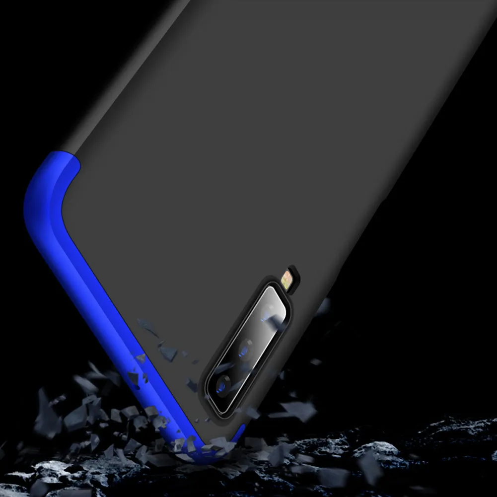 For Samsung A7 2018 3 in 1 360 Degree Non-slip Shockproof Full Protective Case Rose gold_Samsung A7 2018