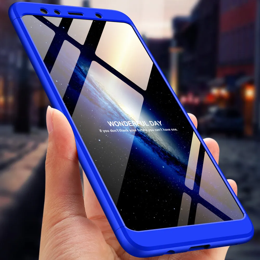 For Samsung A7 2018 3 in 1 360 Degree Non-slip Shockproof Full Protective Case Silver black silver_Samsung A7 2018