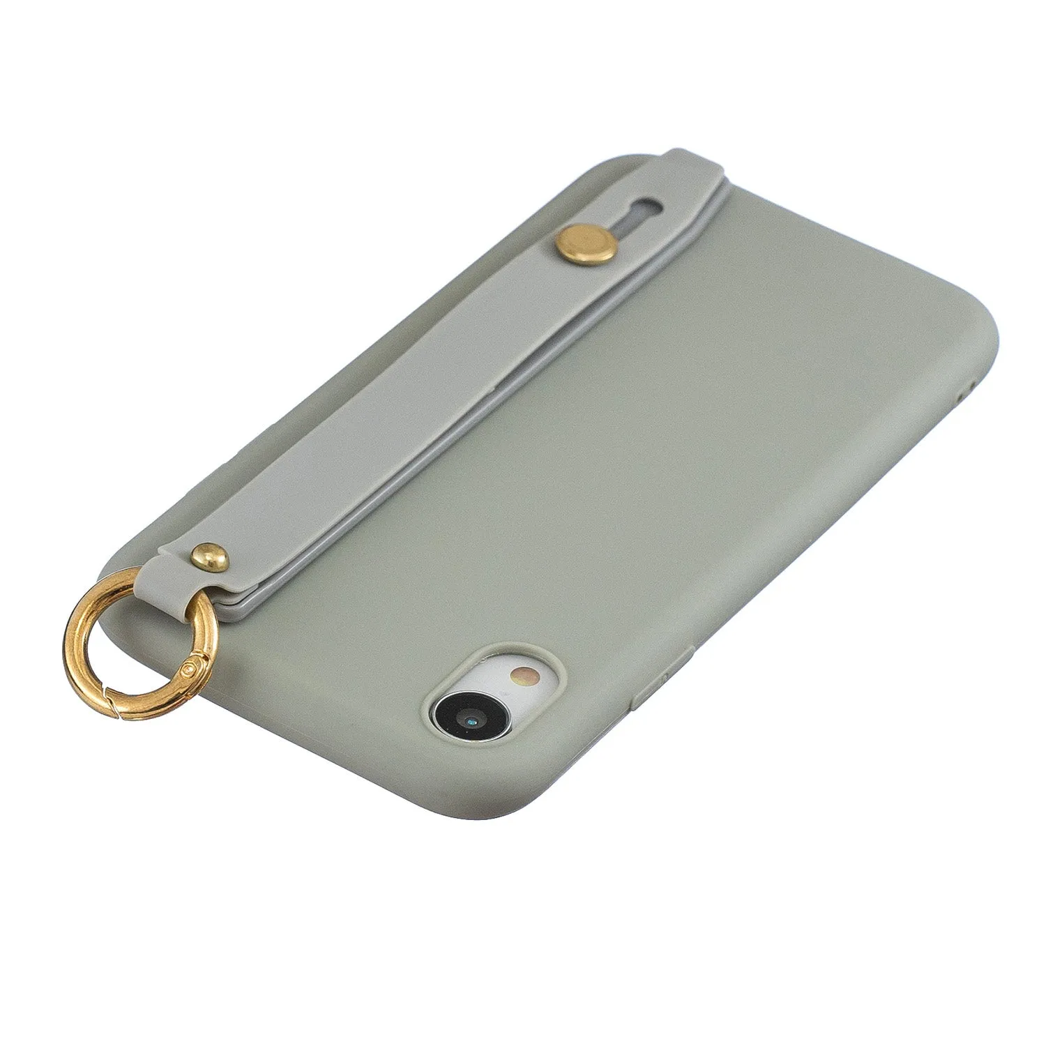 For Samsung A7 2018 Simple Solid Color Chic Wrist Rope Bracket Matte TPU Anti-scratch Non-slip Protective Cover Back Case 12 gray