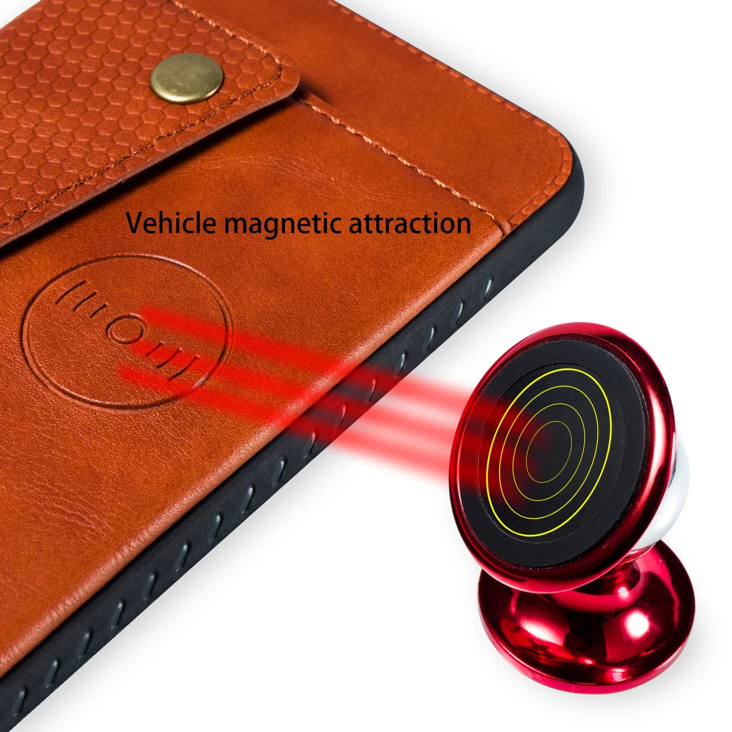 For Samsung A70 Double Buckle Non-slip Shockproof Cell Phone Case with Card Slot Bracket Light Brown