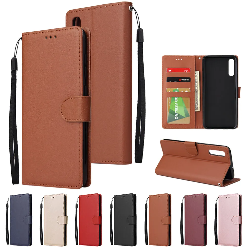 For Samsung A70 Wallet-type PU Leather Protective Phone Case with Buckle & 3 Card Position Red wine