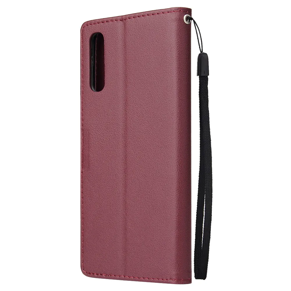 For Samsung A70 Wallet-type PU Leather Protective Phone Case with Buckle & 3 Card Position Red wine