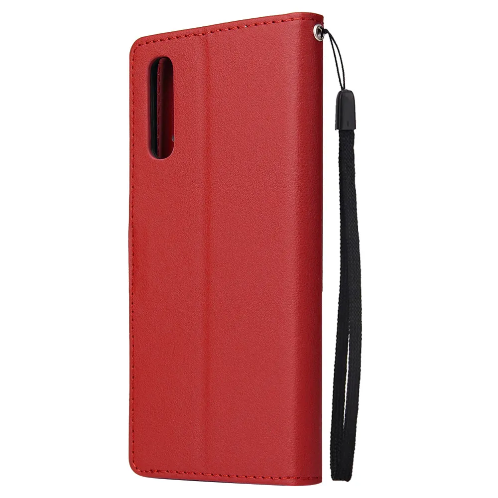 For Samsung A70 Wallet-type PU Leather Protective Phone Case with Buckle & 3 Card Position red