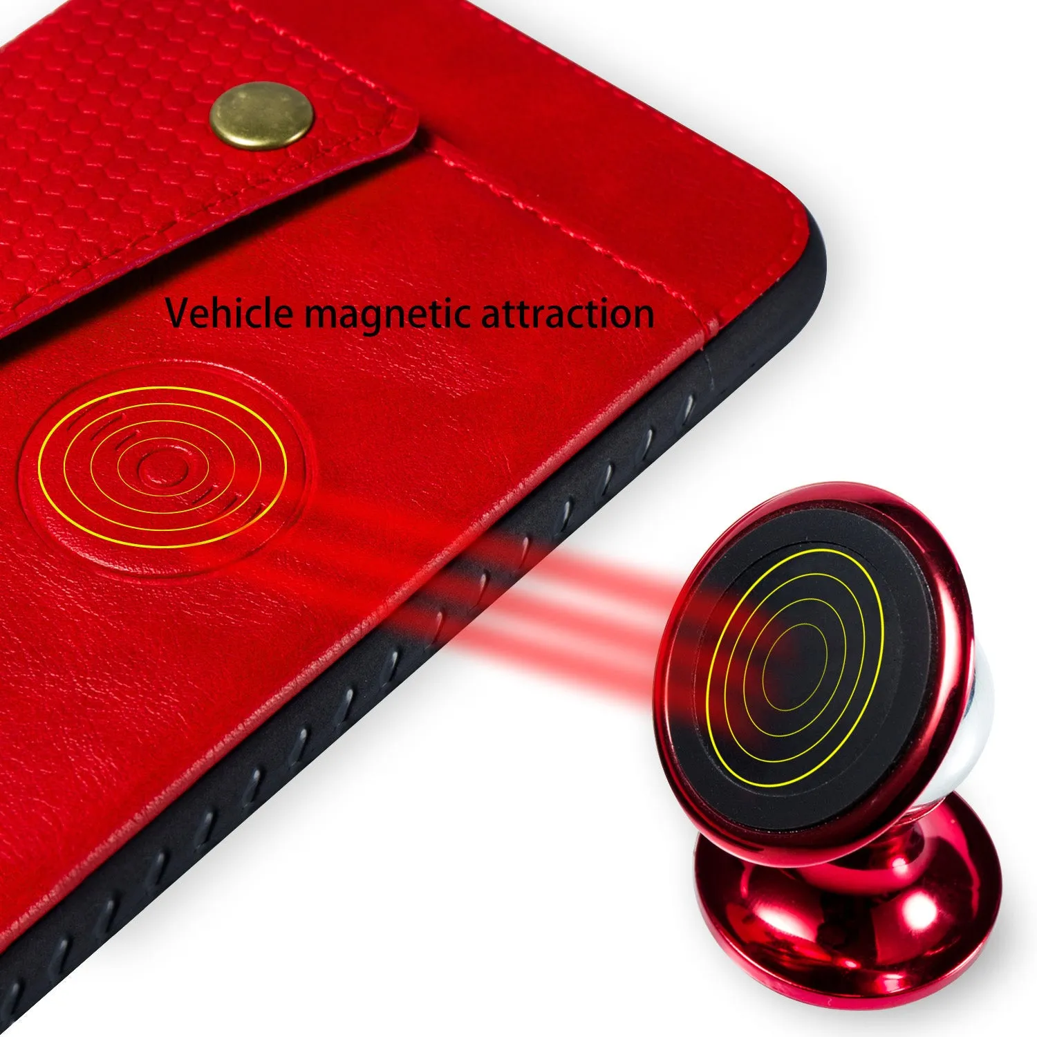For Samsung A750/A7 2018 Double Buckle Non-slip Shockproof Cell Phone Case with Card Slot Bracket red