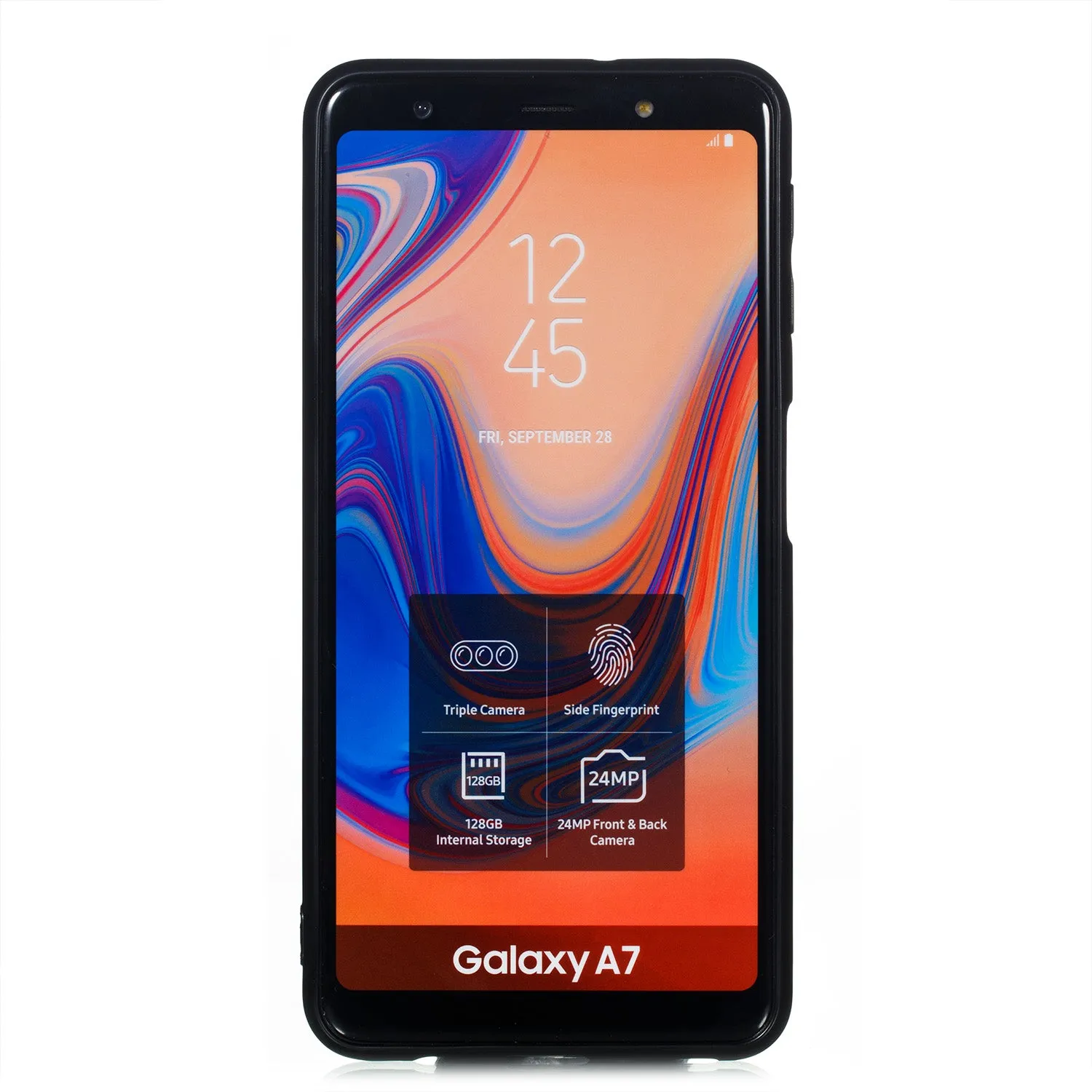 For Samsung A750/A7 2018 Double Buckle Non-slip Shockproof Cell Phone Case with Card Slot Bracket red