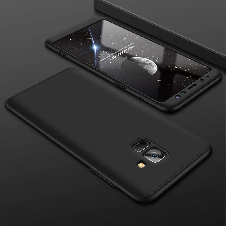 For Samsung A8 2018 360 Degree Protective Case Ultra Thin Hard Back Cover black