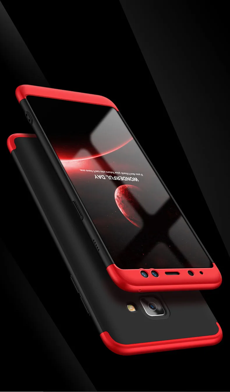 For Samsung A8 2018 360 Degree Protective Case Ultra Thin Hard Back Cover black