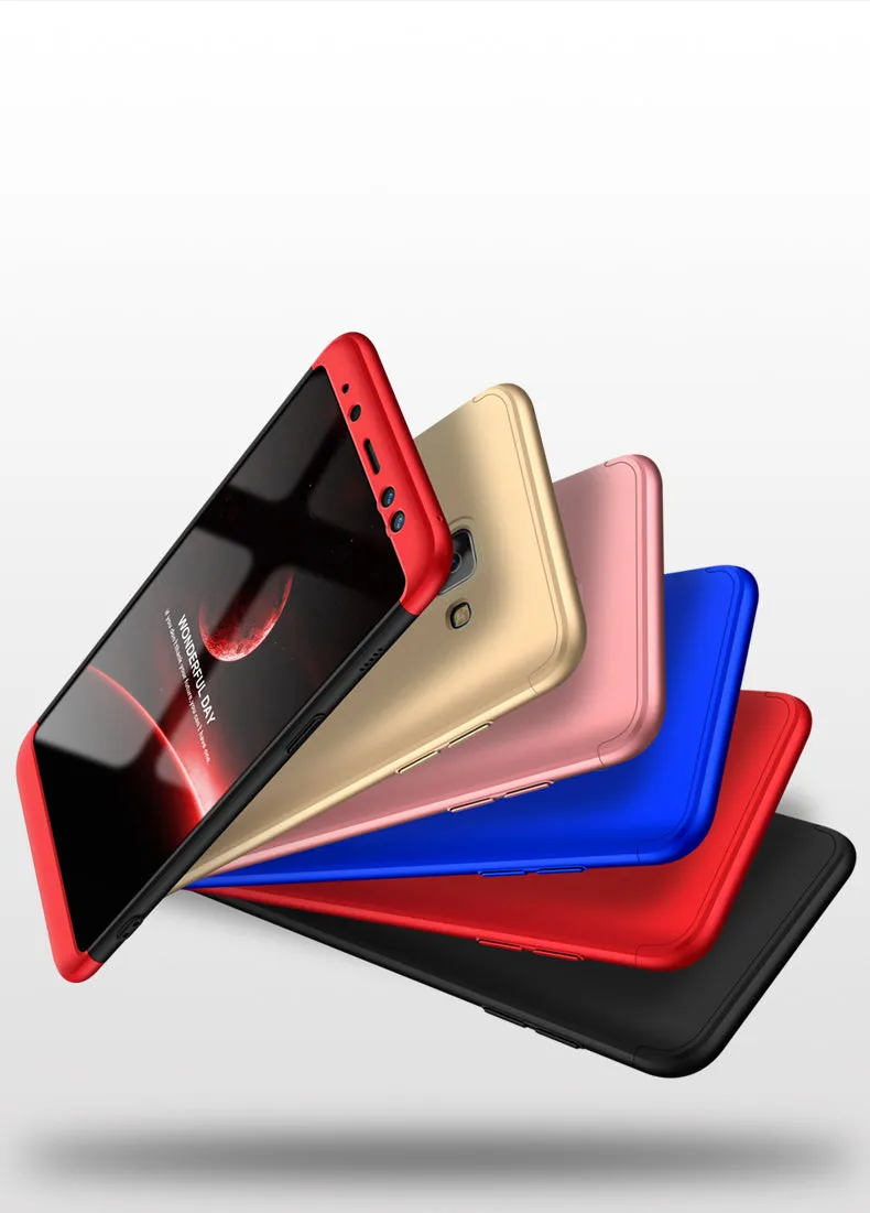 For Samsung A8 2018 360 Degree Protective Case Ultra Thin Hard Back Cover Red black red