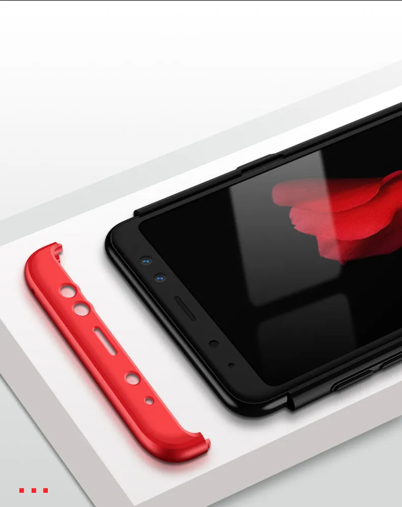 For Samsung A8 2018 360 Degree Protective Case Ultra Thin Hard Back Cover Red black red