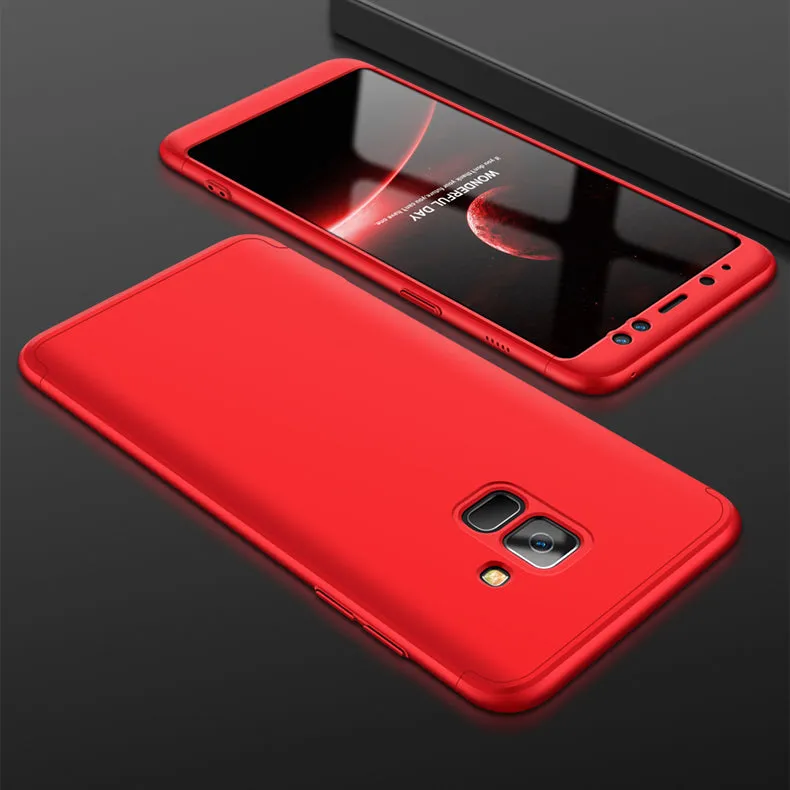 For Samsung A8 2018 360 Degree Protective Case Ultra Thin Hard Back Cover red