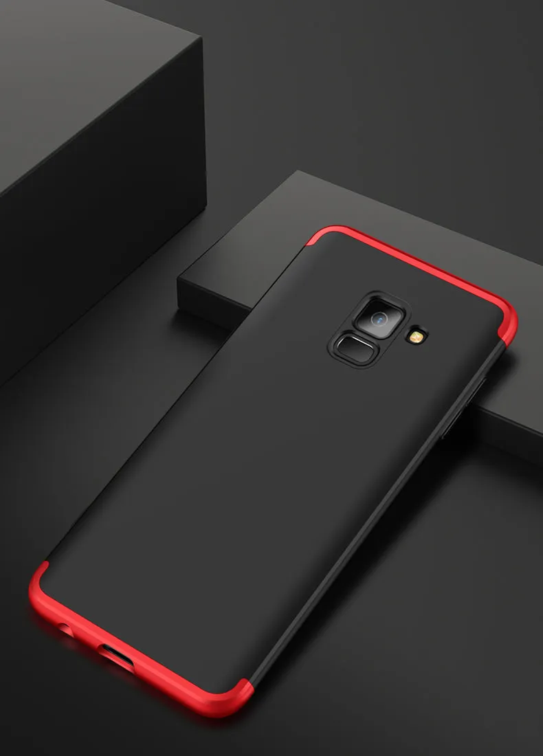 For Samsung A8 2018 360 Degree Protective Case Ultra Thin Hard Back Cover red