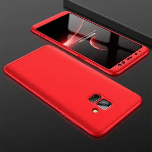 For Samsung A8 2018 360 Degree Protective Case Ultra Thin Hard Back Cover red