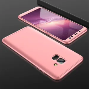 For Samsung A8 2018 360 Degree Protective Case Ultra Thin Hard Back Cover Rose gold