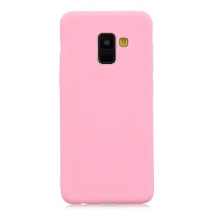 for Samsung A8 2018 Lovely Candy Color Matte TPU Anti-scratch Non-slip Protective Cover Back Case dark pink