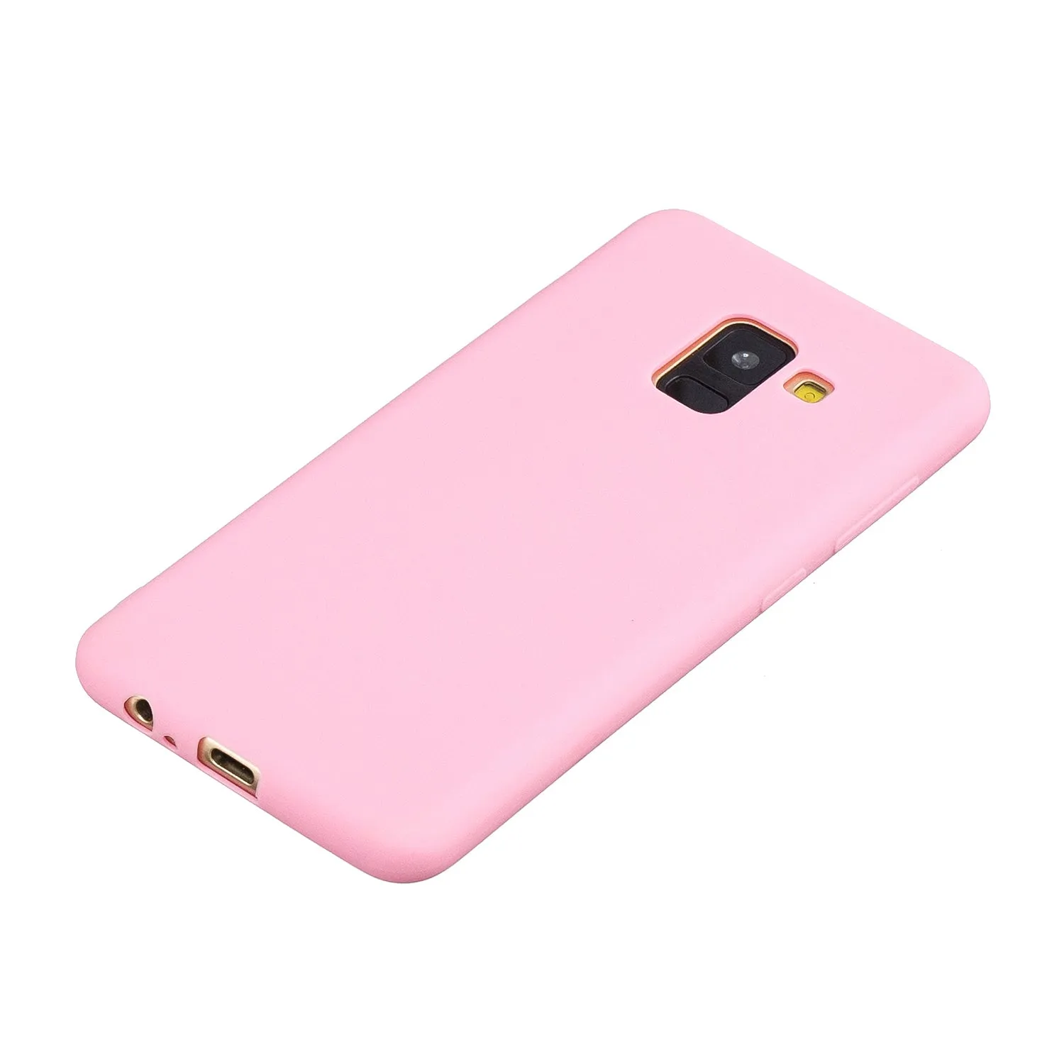 for Samsung A8 2018 Lovely Candy Color Matte TPU Anti-scratch Non-slip Protective Cover Back Case dark pink