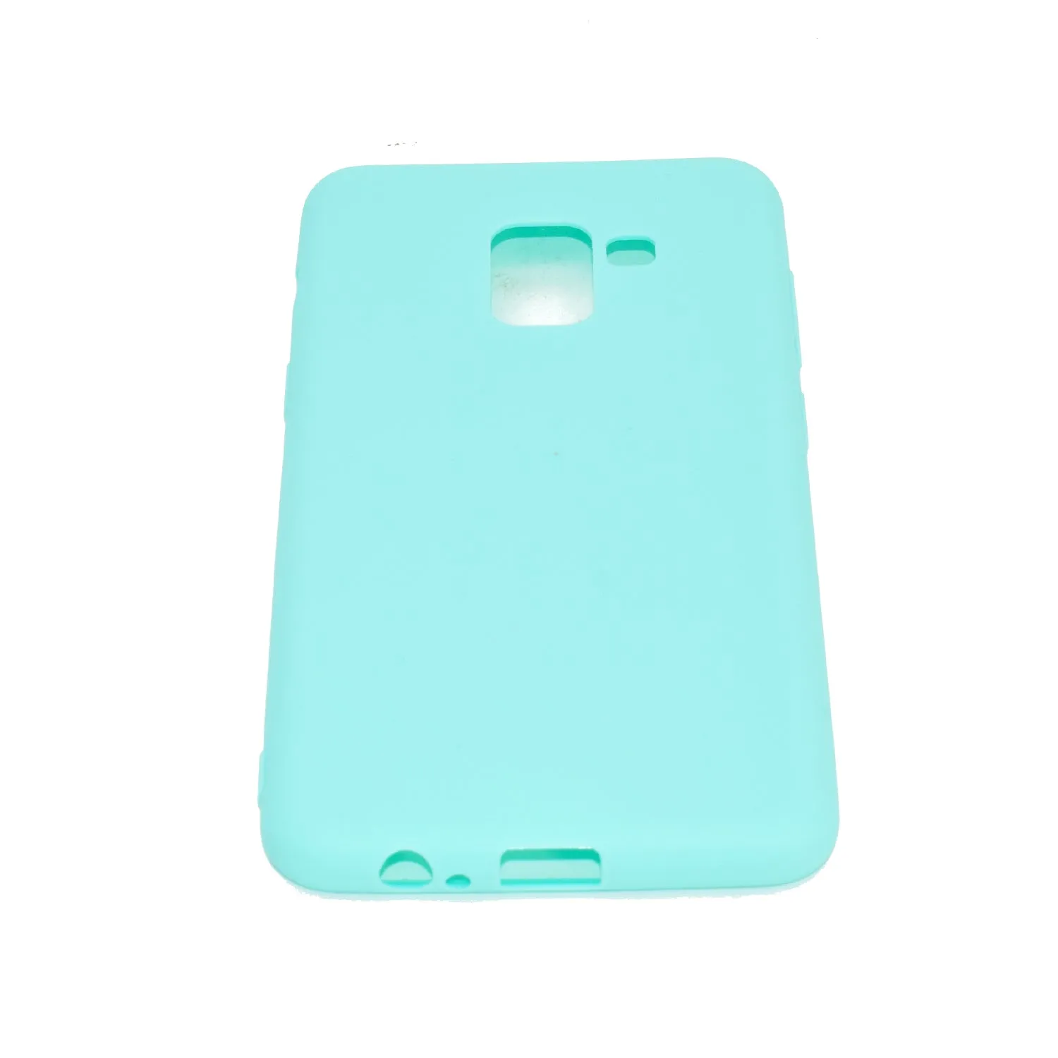 for Samsung A8 2018 Lovely Candy Color Matte TPU Anti-scratch Non-slip Protective Cover Back Case Light blue