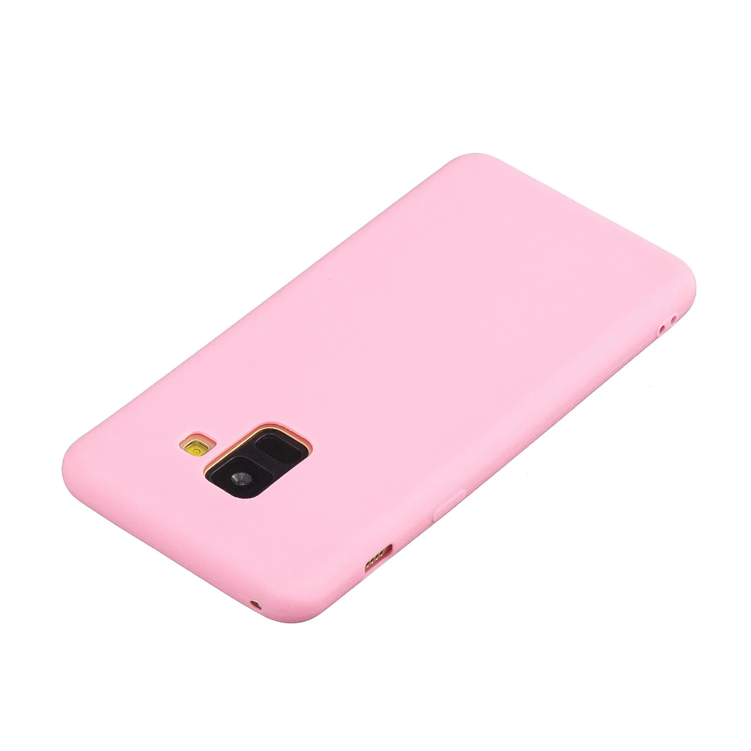 for Samsung A8 2018 Lovely Candy Color Matte TPU Anti-scratch Non-slip Protective Cover Back Case Light blue