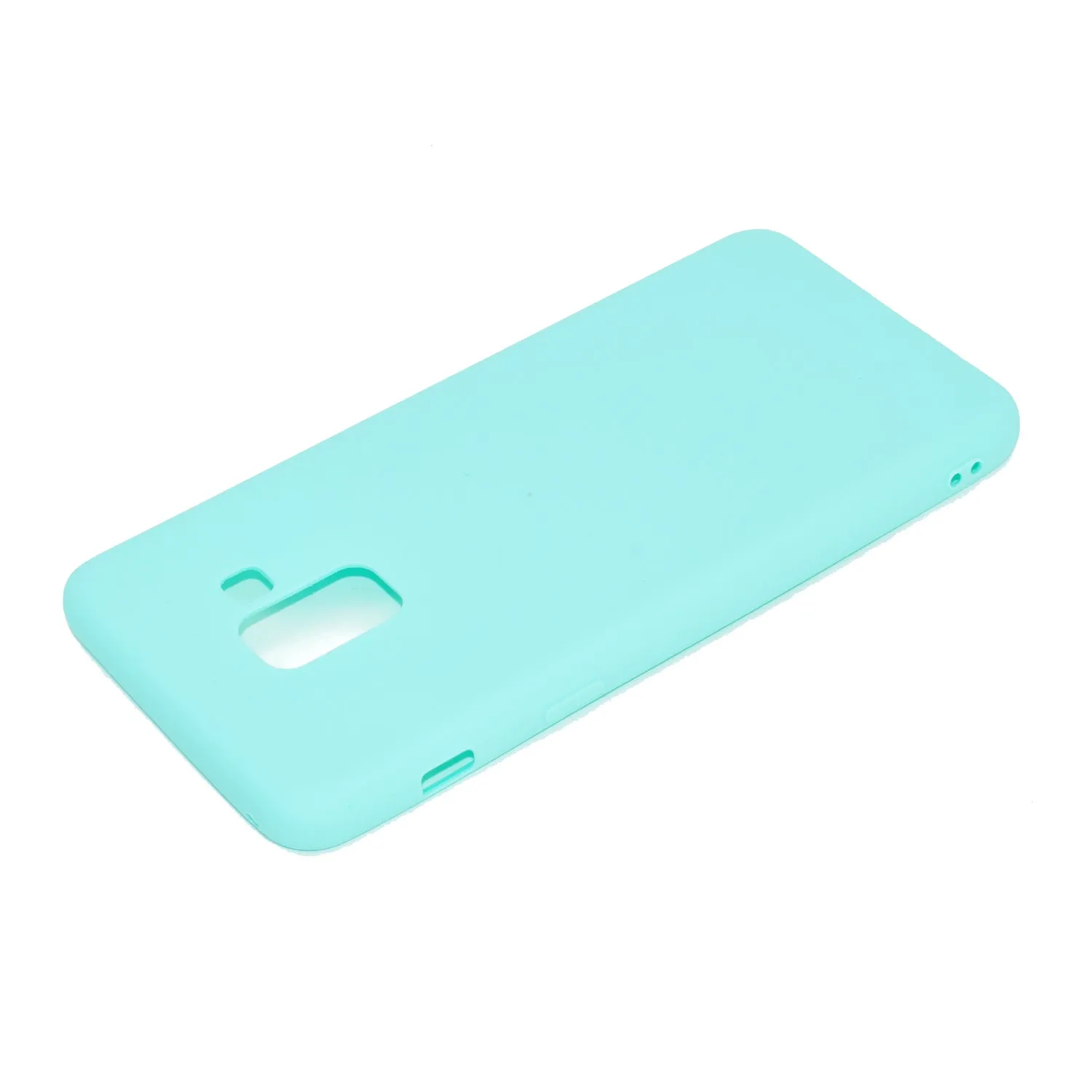 for Samsung A8 2018 Lovely Candy Color Matte TPU Anti-scratch Non-slip Protective Cover Back Case Light blue