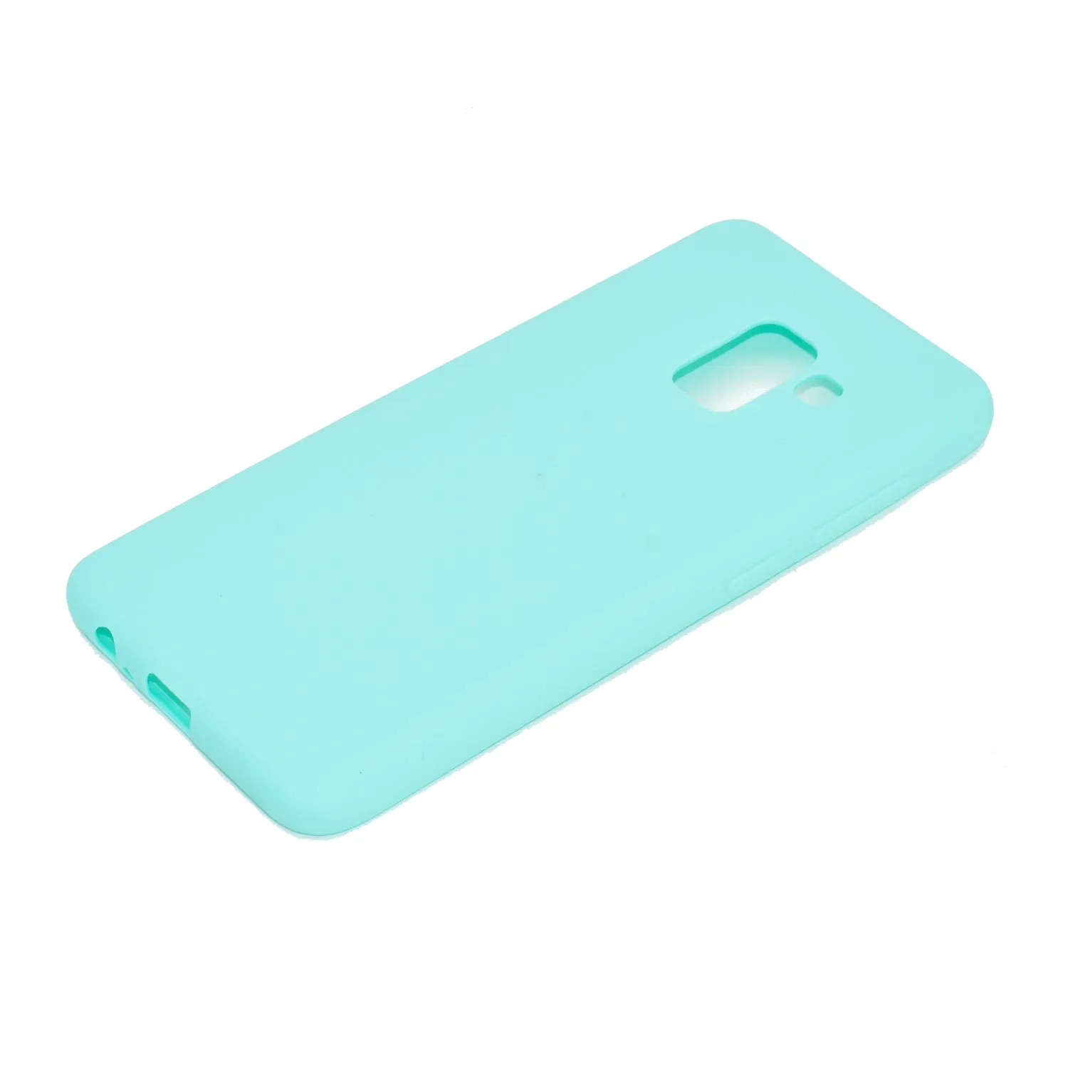 for Samsung A8 2018 Lovely Candy Color Matte TPU Anti-scratch Non-slip Protective Cover Back Case Light blue
