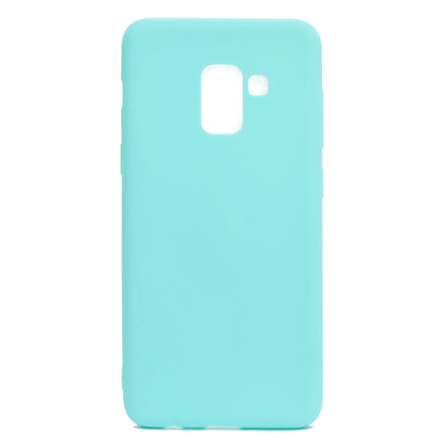 for Samsung A8 2018 Lovely Candy Color Matte TPU Anti-scratch Non-slip Protective Cover Back Case Light blue
