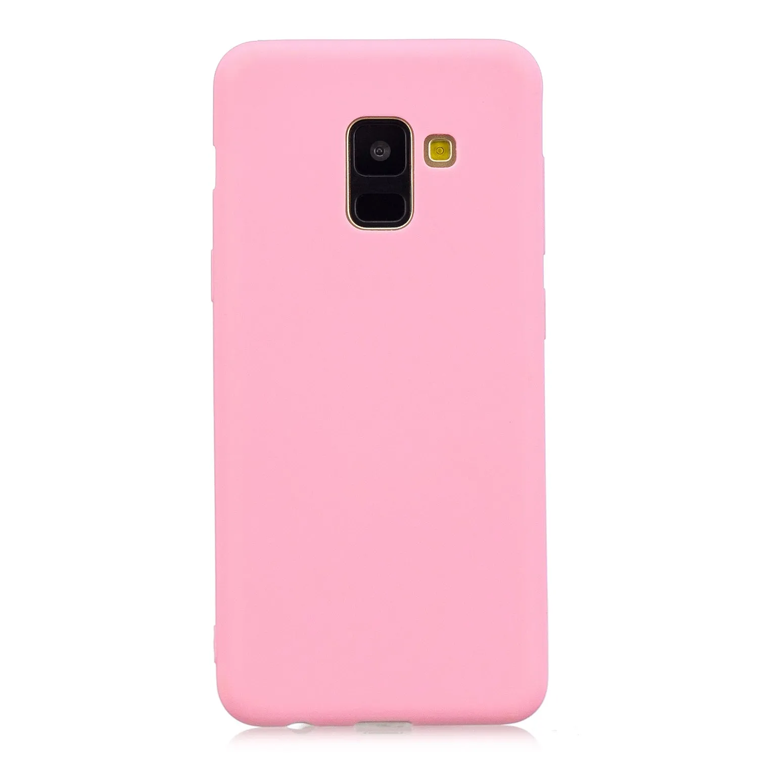 for Samsung A8 2018 Lovely Candy Color Matte TPU Anti-scratch Non-slip Protective Cover Back Case red