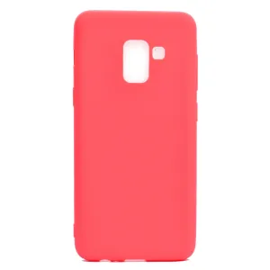 for Samsung A8 2018 Lovely Candy Color Matte TPU Anti-scratch Non-slip Protective Cover Back Case red