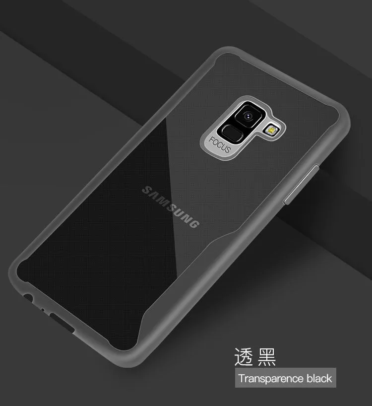 For Samsung A8 2018/A530 Ultra Slim Translucent Back Cover Non-slip Shockproof TPU Full Protective Case  Transparent White