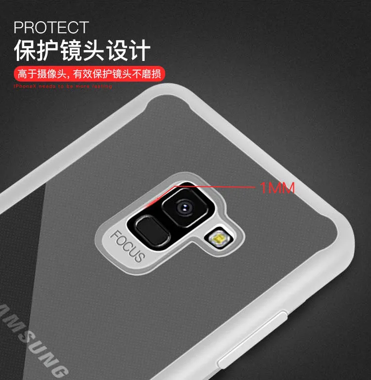 For Samsung A8 2018/A530 Ultra Slim Translucent Back Cover Non-slip Shockproof TPU Full Protective Case  Transparent White