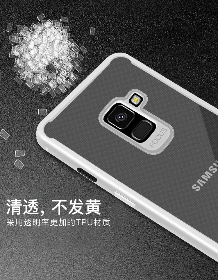 For Samsung A8 2018/A530 Ultra Slim Translucent Back Cover Non-slip Shockproof TPU Full Protective Case  Transparent White