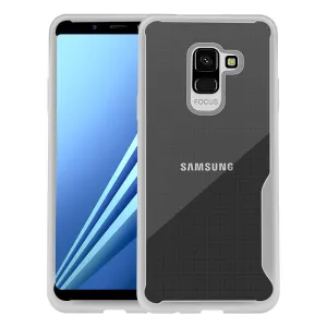 For Samsung A8 2018/A530 Ultra Slim Translucent Back Cover Non-slip Shockproof TPU Full Protective Case  Transparent White