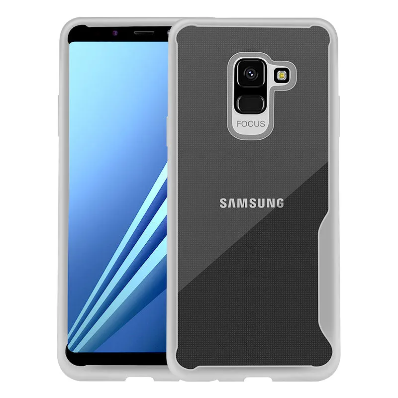 For Samsung A8 2018/A530 Ultra Slim Translucent Back Cover Non-slip Shockproof TPU Full Protective Case  Transparent White