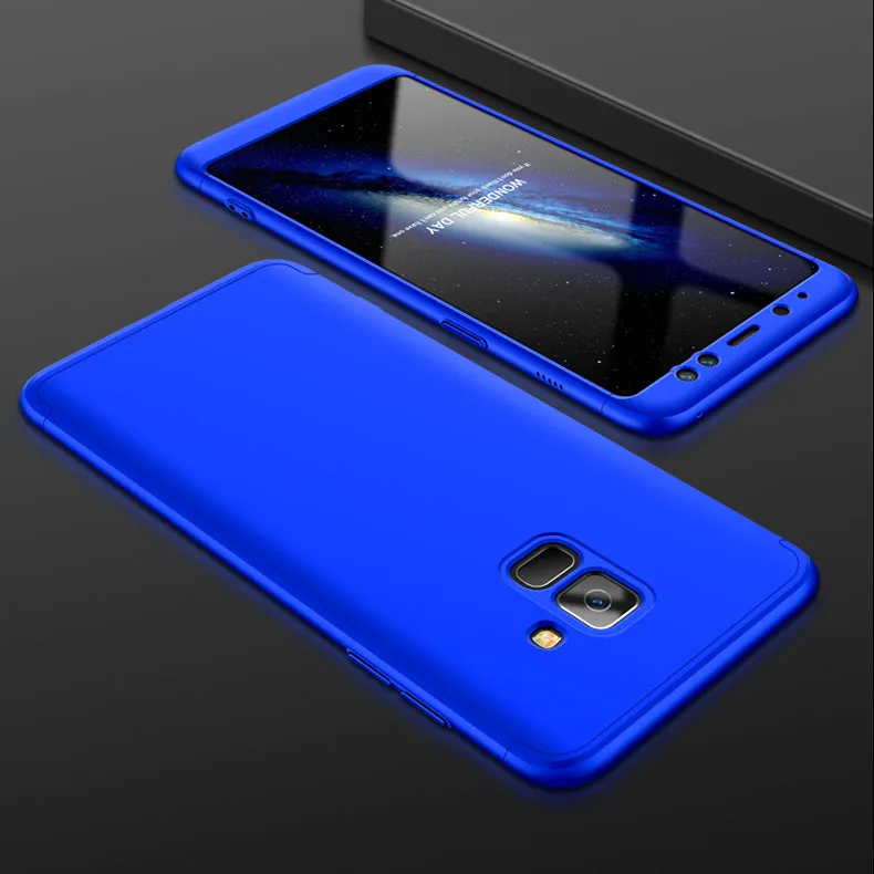 For Samsung A8 Plus 2018 360 Degree Protective Case Ultra Thin Hard Back Cover blue