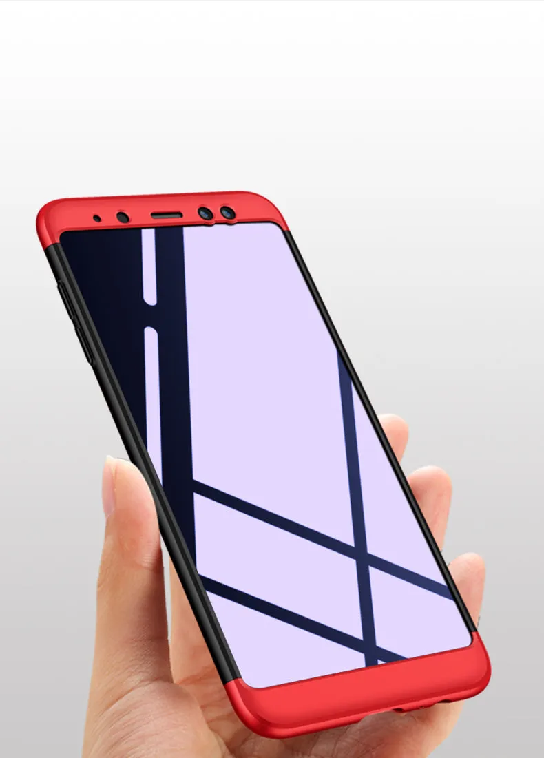 For Samsung A8 Plus 2018 360 Degree Protective Case Ultra Thin Hard Back Cover blue