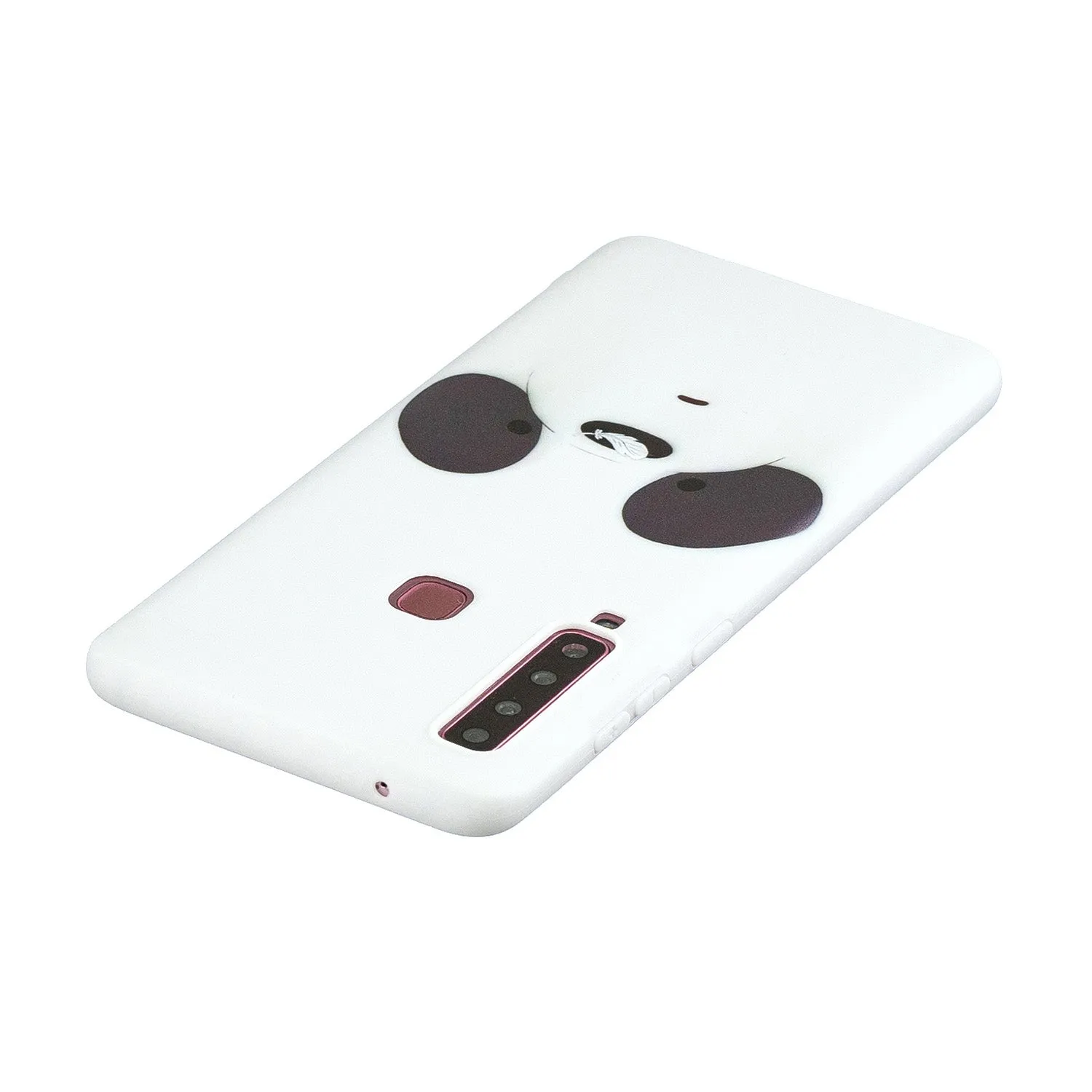 For Samsung A9 2018 Cartoon Lovely Coloured Painted Soft TPU Back Cover Non-slip Shockproof Full Protective Case with Lanyard white