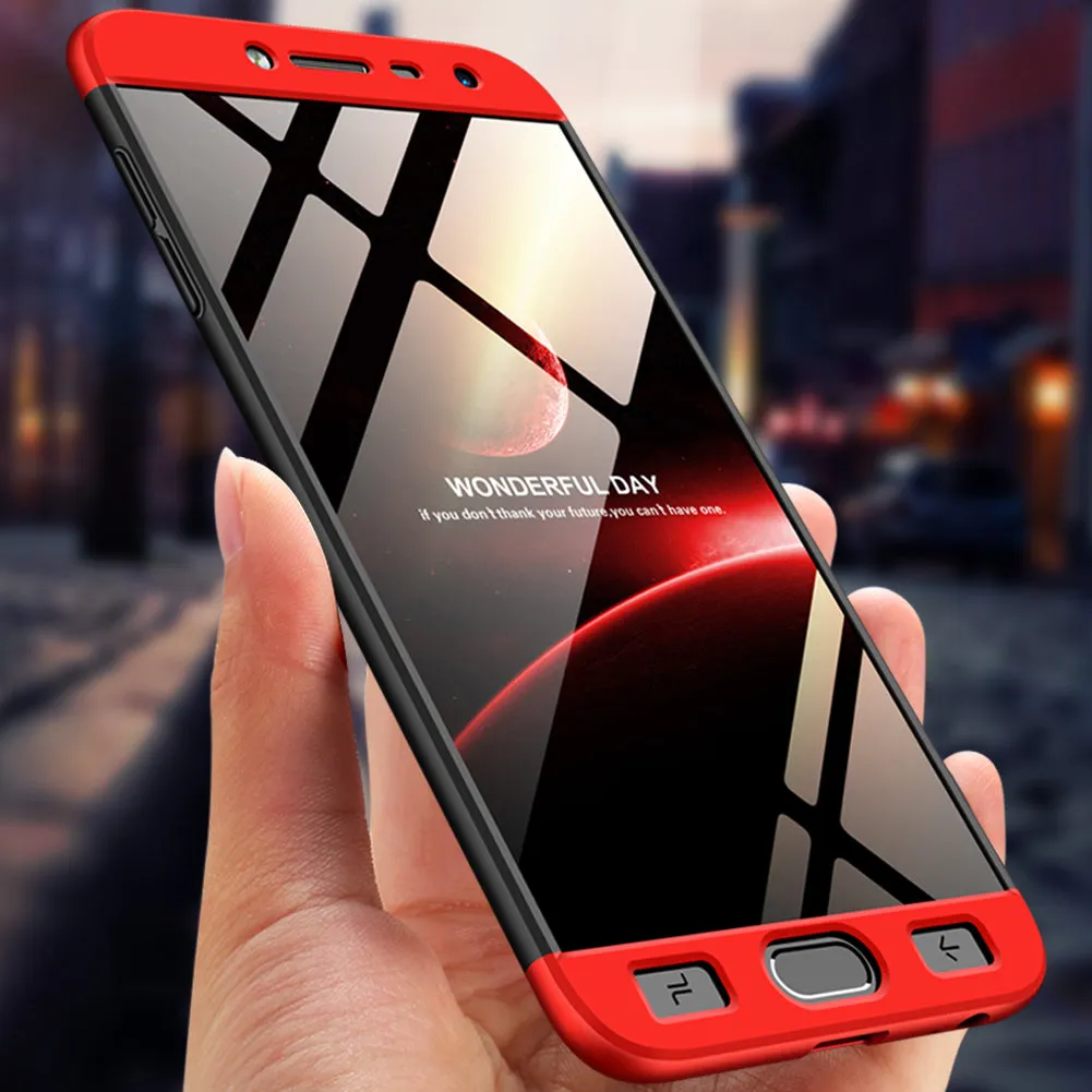 For Samsung J4 2018 Ultra Slim 360 Degree Non-slip Shockproof Full Protective Case red