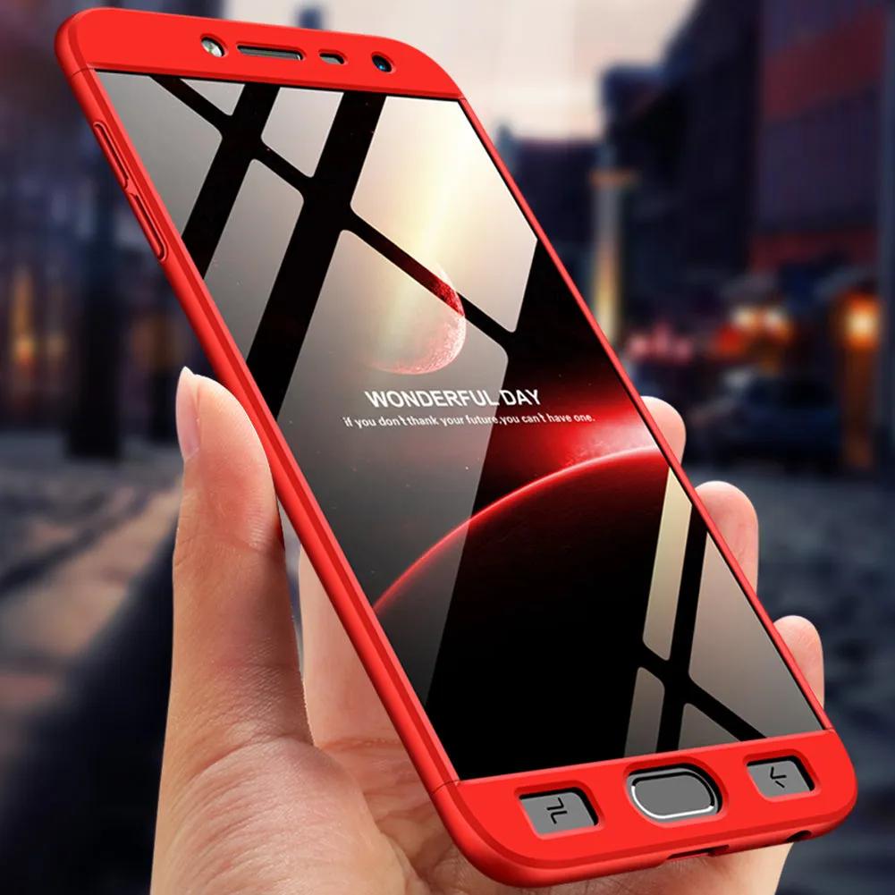 For Samsung J4 2018 Ultra Slim 360 Degree Non-slip Shockproof Full Protective Case red