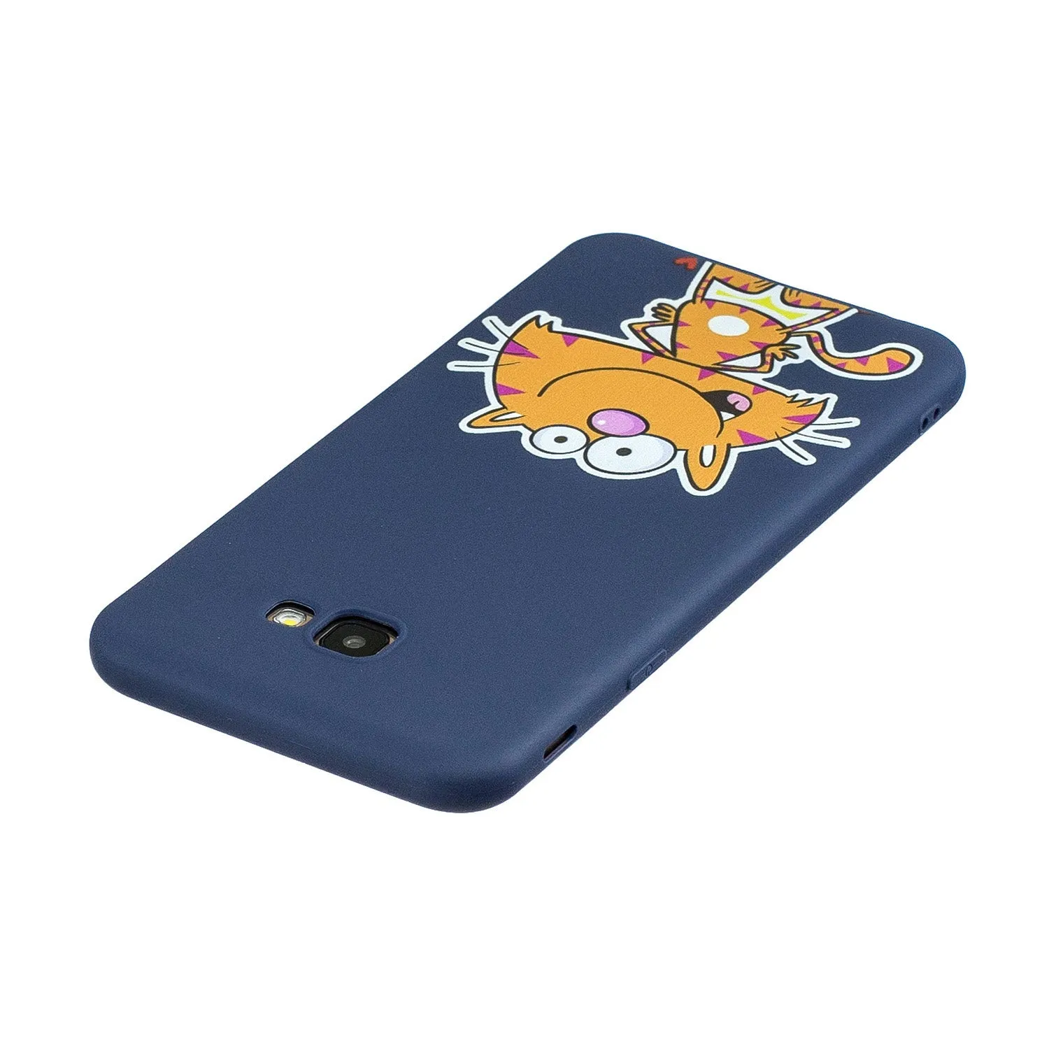For Samsung J4 plus Cute Coloured Painted TPU Anti-scratch Non-slip Protective Cover Back Case with Lanyard sapphire
