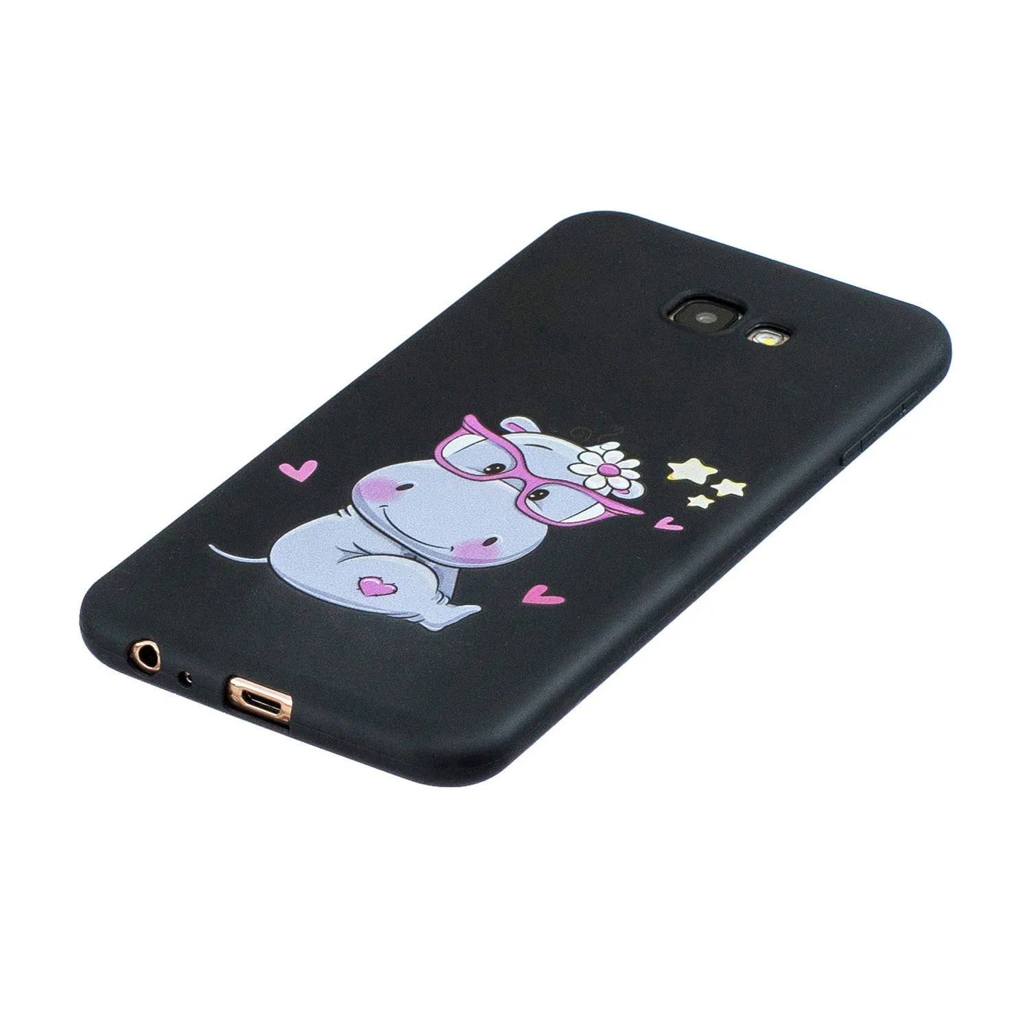 For Samsung J4 plus Cute Coloured Painted TPU Anti-scratch Non-slip Protective Cover Back Case with Lanyard sapphire