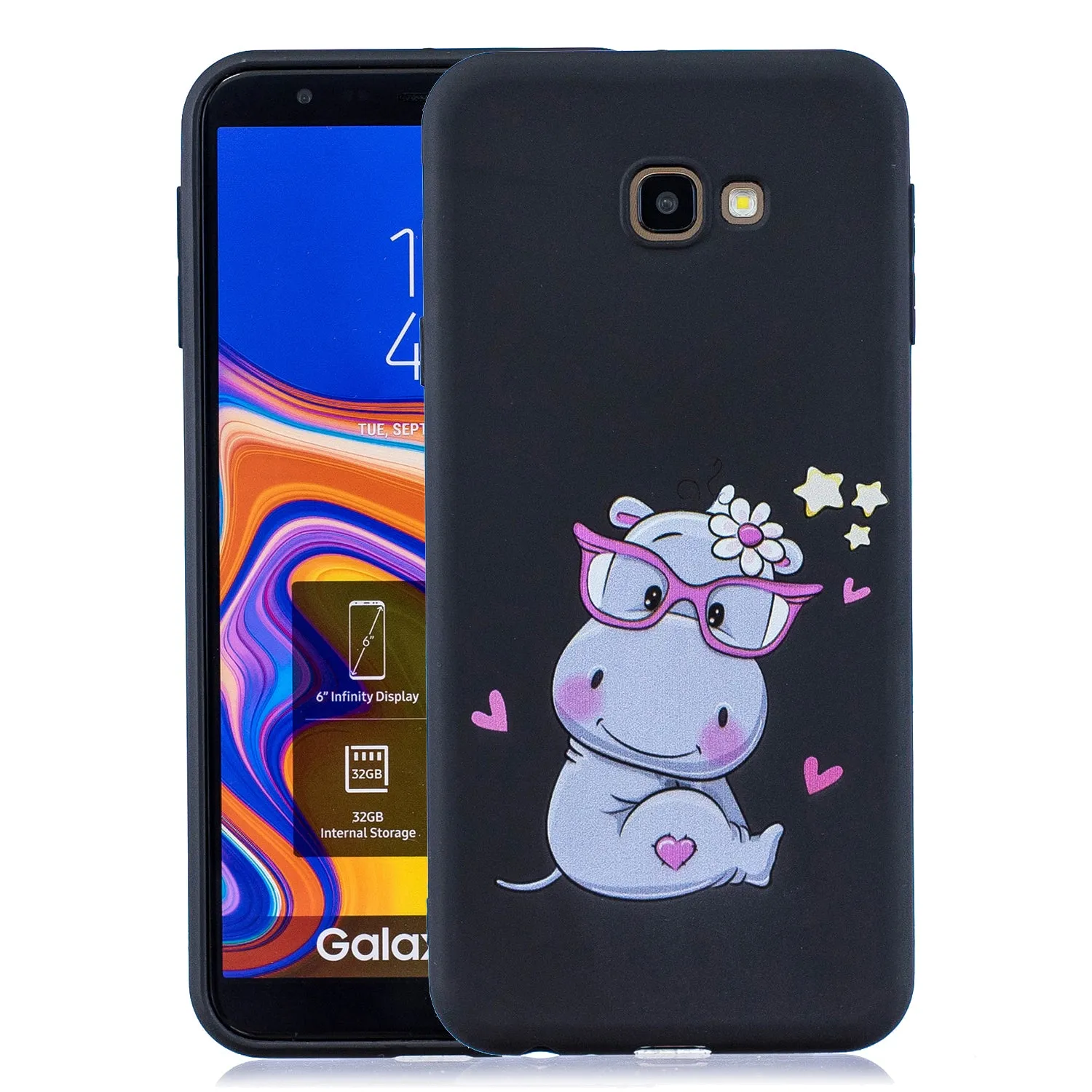 For Samsung J4 plus Cute Coloured Painted TPU Anti-scratch Non-slip Protective Cover Back Case with Lanyard sapphire