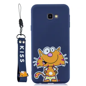 For Samsung J4 plus Cute Coloured Painted TPU Anti-scratch Non-slip Protective Cover Back Case with Lanyard sapphire