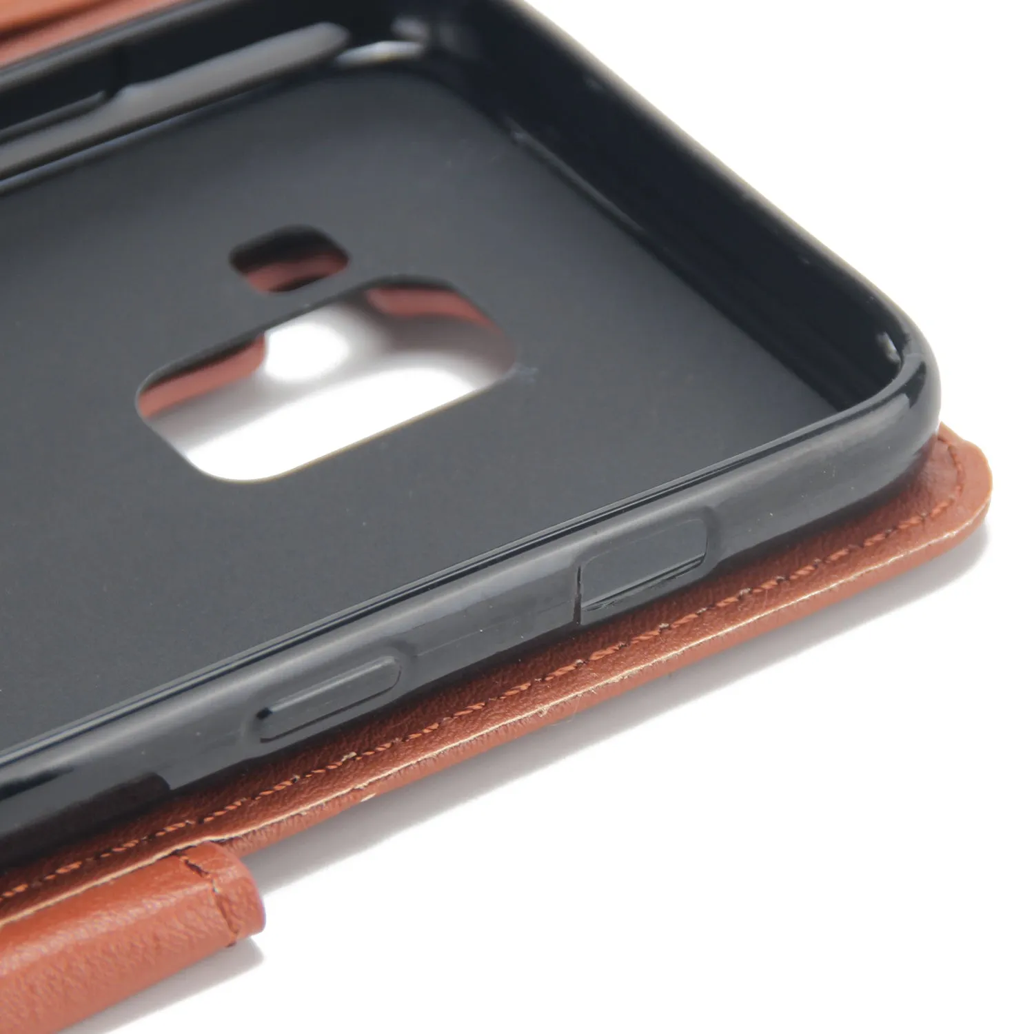 For Samsung J6 2018 PU Cell Phone Case Non-slip Shockproof Protective Case with Card Slot  Golden